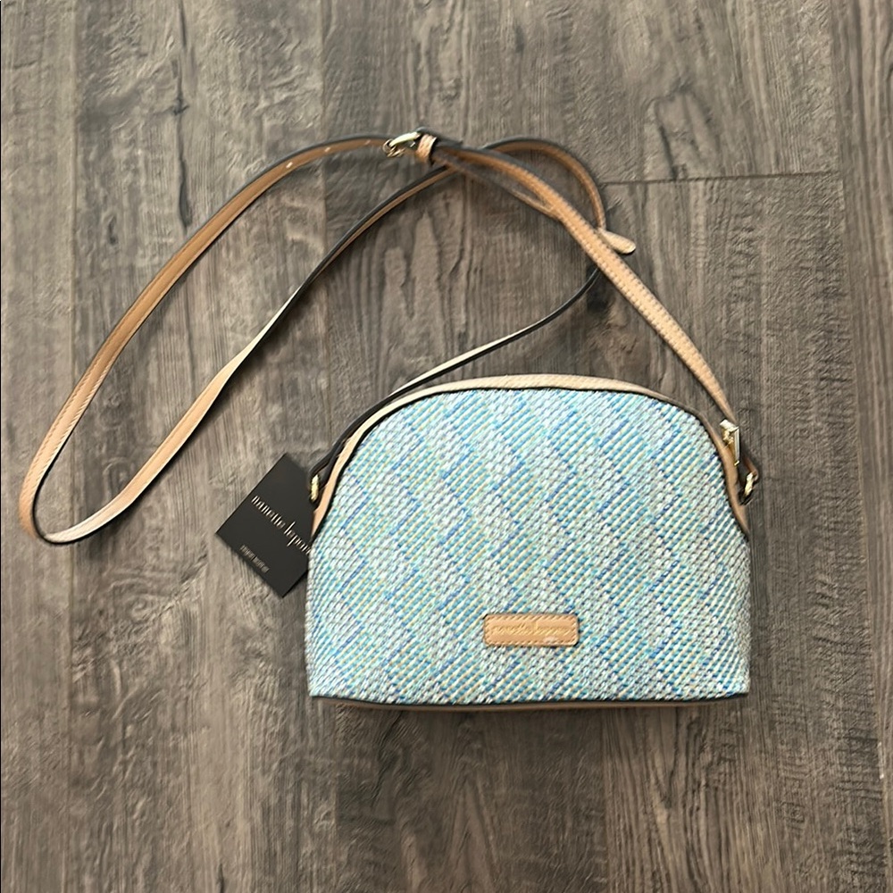 Nanette Lepore Blue and Tan Crossbody Bag with Adjustable Strap